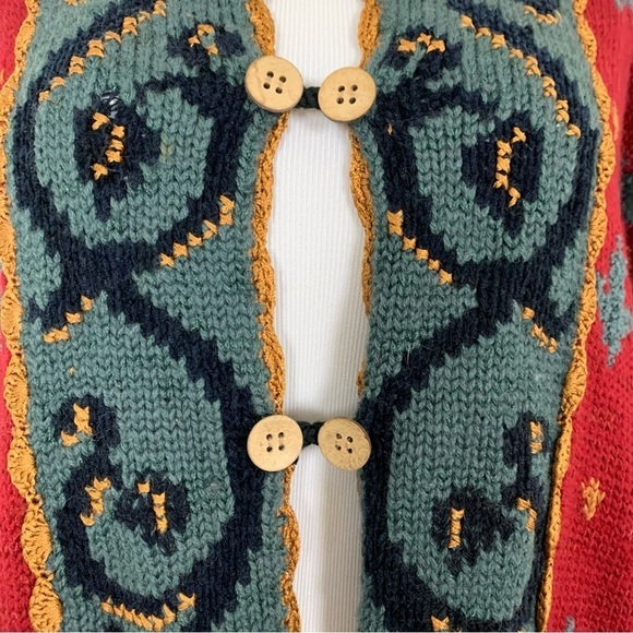 Carole Little Knitwear Button Up Cardigan Sweater Women’s L Colorful Art Fleur - Picture 6 of 16